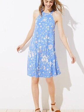 NWOT Loft Cutout Back Halter Floral Swing Dress